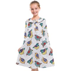 Seamless Pattern With Hand Drawn Bird Black Kids  Midi Sailor Dress by Vaneshart