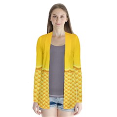 Sweet Honey Drips With Honeycomb Drape Collar Cardigan