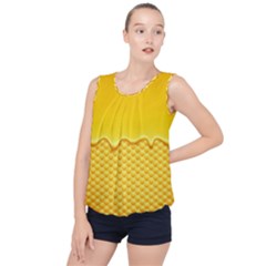 Sweet Honey Drips With Honeycomb Bubble Hem Chiffon Tank Top