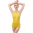 Sweet Honey Drips With Honeycomb Cross Front Low Back Swimsuit View1