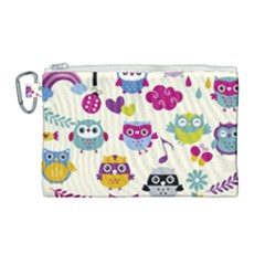 Funny Colorful Owls Canvas Cosmetic Bag (large) by Vaneshart