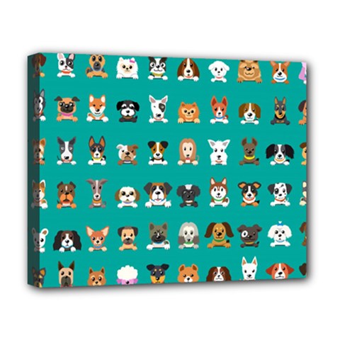 Different Type Vector Cartoon Dog Faces Deluxe Canvas 20  X 16  (stretched)