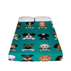 Different Type Vector Cartoon Dog Faces Fitted Sheet (full/ Double Size) by Vaneshart