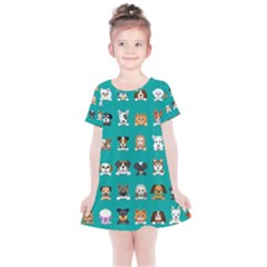 Different Type Vector Cartoon Dog Faces Kids  Simple Cotton Dress by Vaneshart