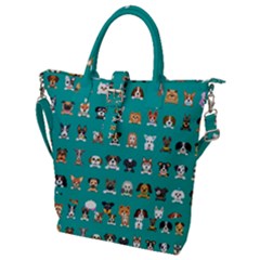Different Type Vector Cartoon Dog Faces Buckle Top Tote Bag by Vaneshart