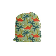 Cute Colorful Dinosaur Seamless Pattern Drawstring Pouch (medium) by Vaneshart