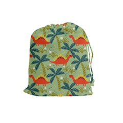 Cute Colorful Dinosaur Seamless Pattern Drawstring Pouch (large)