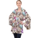 Hand Drawn Animal Pattern Dog Illustration Long Sleeve Velvet Kimono  View1