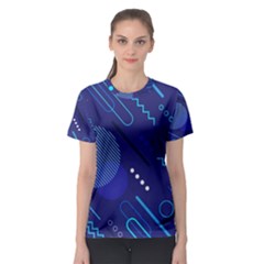 Classic Blue Background Abstract Style Women s Sport Mesh Tee