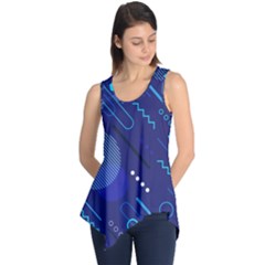 Classic Blue Background Abstract Style Sleeveless Tunic