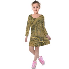 Pcb Printed Circuit Board Kids  Long Sleeve Velvet Dress