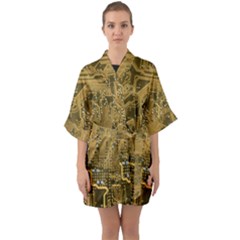 Pcb Printed Circuit Board Half Sleeve Satin Kimono 