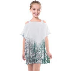 Multicolor Graphic Botanical Print Kids  One Piece Chiffon Dress by dflcprintsclothing