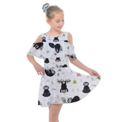 Cute Sloths Kids  Shoulder Cutout Chiffon Dress by Sobalvarro