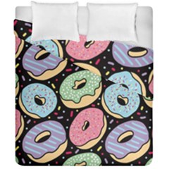 Colorful Donut Seamless Pattern On Black Vector Duvet Cover Double Side (california King Size) by Sobalvarro