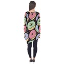 Colorful Donut Seamless Pattern On Black Vector Long Sleeve Tunic  View2