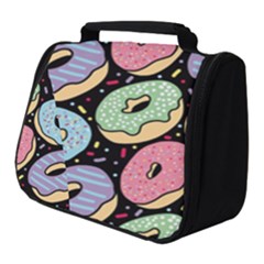 Colorful Donut Seamless Pattern On Black Vector Full Print Travel Pouch (small) by Sobalvarro