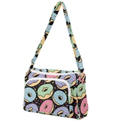 Colorful Donut Seamless Pattern On Black Vector Front Pocket Crossbody Bag by Sobalvarro