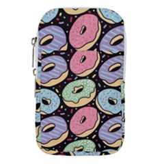 Colorful Donut Seamless Pattern On Black Vector Waist Pouch (large) by Sobalvarro