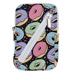 Colorful Donut Seamless Pattern On Black Vector Belt Pouch Bag (large) by Sobalvarro