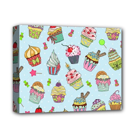 Cupcake Doodle Pattern Deluxe Canvas 14  X 11  (stretched) by Sobalvarro