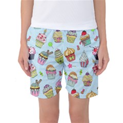 Cupcake Doodle Pattern Women s Basketball Shorts by Sobalvarro