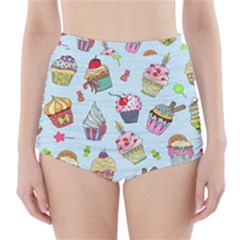 Cupcake Doodle Pattern High-waisted Bikini Bottoms by Sobalvarro