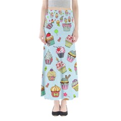 Cupcake Doodle Pattern Full Length Maxi Skirt by Sobalvarro