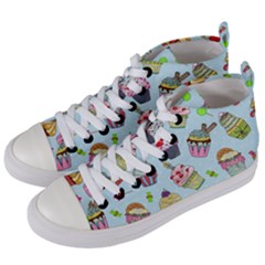 Cupcake Doodle Pattern Women s Mid-top Canvas Sneakers by Sobalvarro