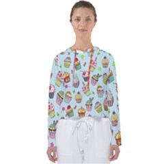 Cupcake Doodle Pattern Women s Slouchy Sweat