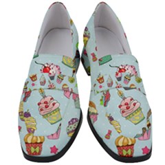 Cupcake Doodle Pattern Women s Chunky Heel Loafers by Sobalvarro