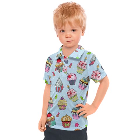 Cupcake Doodle Pattern Kids  Polo Tee by Sobalvarro
