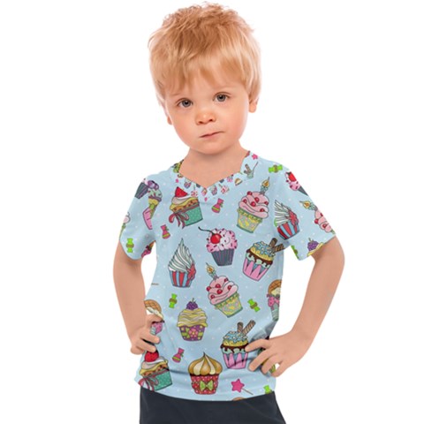 Cupcake Doodle Pattern Kids  Sports Tee by Sobalvarro