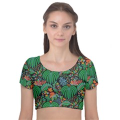 14 Velvet Short Sleeve Crop Top 