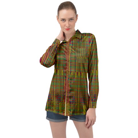 Colors From The Sea Decorative Long Sleeve Satin Shirt by pepitasart