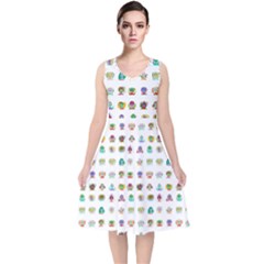 All The Aliens Teeny V-Neck Midi Sleeveless Dress 