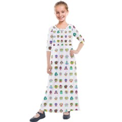 All The Aliens Teeny Kids  Quarter Sleeve Maxi Dress