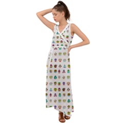 All The Aliens Teeny V-neck Chiffon Maxi Dress