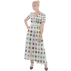 All The Aliens Teeny Button Up Short Sleeve Maxi Dress