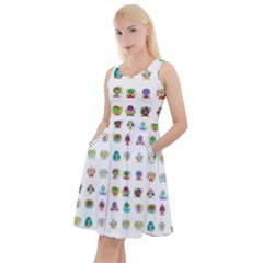 All The Aliens Teeny Knee Length Skater Dress With Pockets