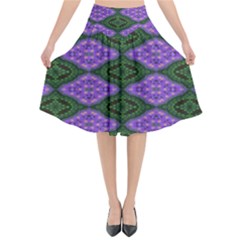Digital Grapes Flared Midi Skirt