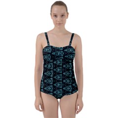 Digital Triangles Twist Front Tankini Set by Sparkle