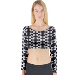 Black And White Triangles Long Sleeve Crop Top by Sparkle