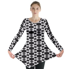 Black And White Triangles Long Sleeve Tunic  by Sparkle