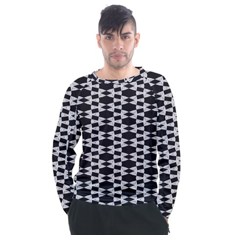 Black And White Triangles Men s Long Sleeve Raglan Tee by Sparkle