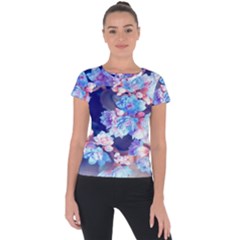 Flowers Short Sleeve Sports Top  by Sparkle