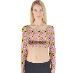 Hawaii Ghost Pink Long Sleeve Crop Top by snowwhitegirl