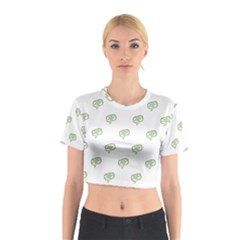 Happy St Patricks Day Symbol Motif Pattern Cotton Crop Top by dflcprintsclothing