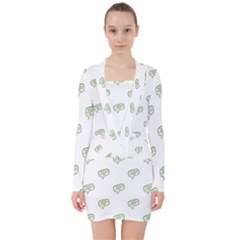 Happy St Patricks Day Symbol Motif Pattern V-neck Bodycon Long Sleeve Dress by dflcprintsclothing