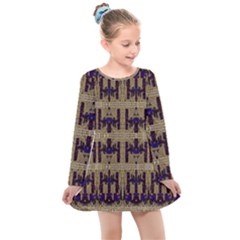 Rainbow Pearls Decorative Kids  Long Sleeve Dress by pepitasart